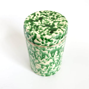 Vasetto con coperchio in ceramica smaltata, effetto marmo (M)